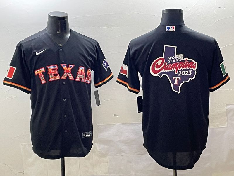 Men Texas Rangers Blank Black Mexico Game 2025 Nike MLB Jersey style 5